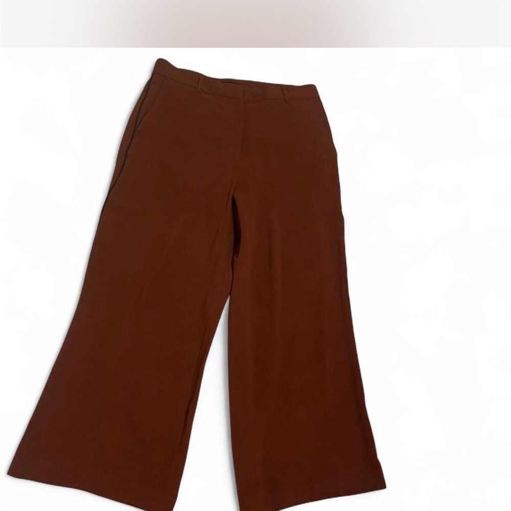Ann Taylor sz 8 Rust Brown Wide Leg Pants crops ankle trousers high waisted